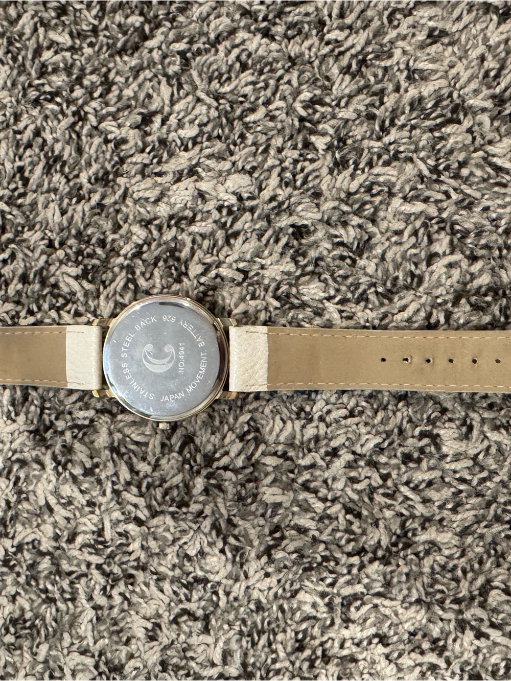 Charming Charlie Cream Leather Strap Watch with Gold Accents - Picture 3 of 5